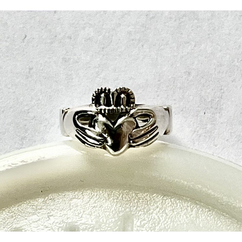 Vintage Sterling Silver 925 Irish Claddagh Crown Heart In Hands Ring Sz 6 4g